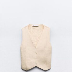 Zara Cream Button-Up Vest